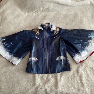 Disney Descendants Evie Blue Faux Leather Cape Jacket Girls Size Large 10/12